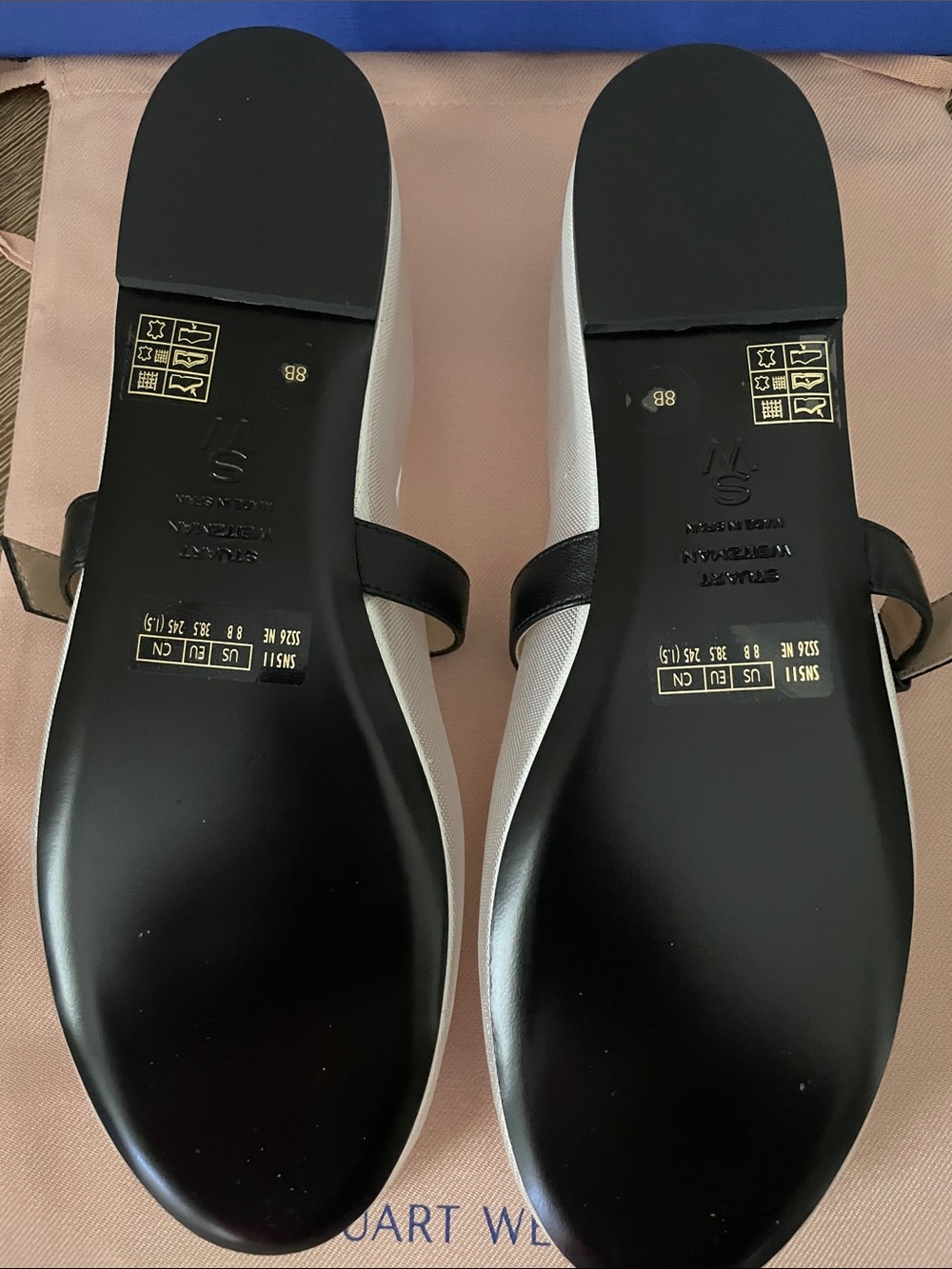 Stuart Weitzman White and Black Mary Jane Flats - Picture 4 of 7